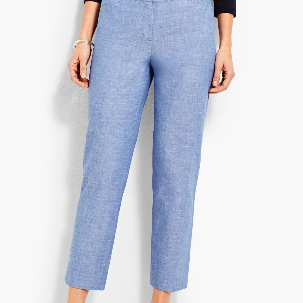Talbots Perfect Crop Pants Womens 16P Chambray Blue Cropped